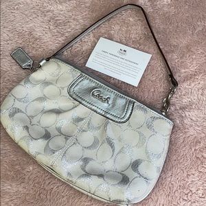 COACH Silver White Signature C wristlet